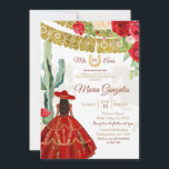 Invitación de la princesa mexicana Rosa roja Quinc<br><div class="desc">Invitación de la Princesa Rosa Roja Mexicana QuinceañeraMis Quince Anos,  15º cumpleaños, </div>