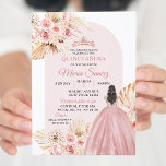 Invitación de la princesa rosa Boho Floral Mis Qui<br><div class="desc">Invitación de la princesa rosa Boho Floral Mis Quince</div>
