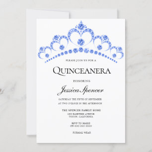 Invitación de la Purpurina azul de diamante Tiara 