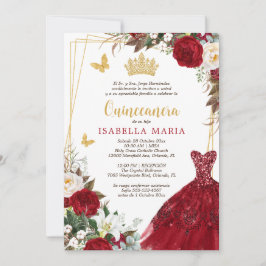 Invitación de la quinceañera de la tiara de oro ro
