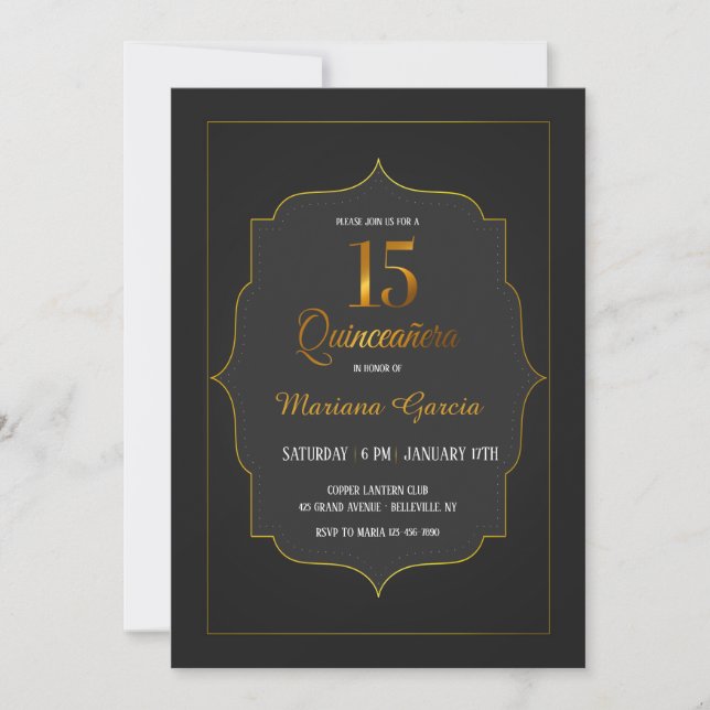 Invitación de la Quinceañera del Oro (Anverso)
