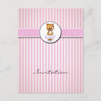 Invitación de la raya del caramelo del rosa del