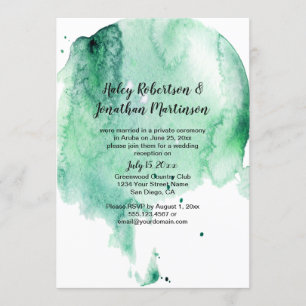 Invitación de la recepción de color de agua verde