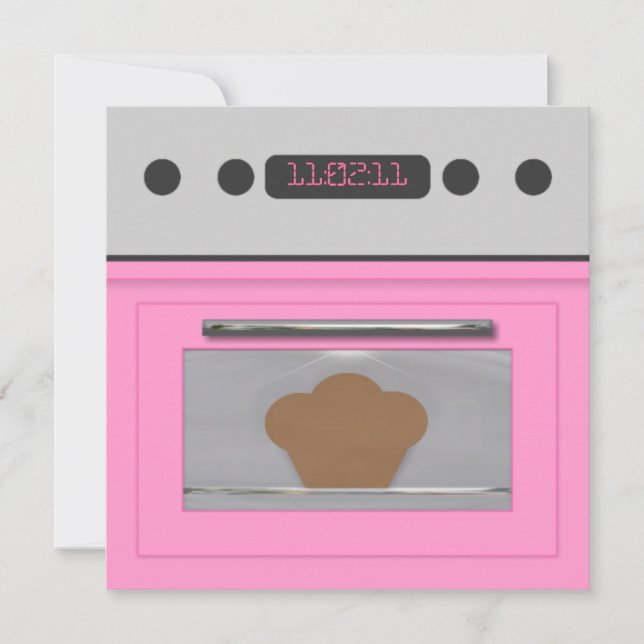 Invitación de la receta del bollo del bebé (rosa (Anverso)