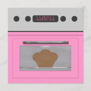 Invitación de la receta del bollo del bebé (rosa
