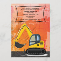 Invitación de la retroexcavadora del constructor