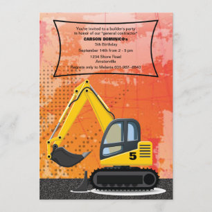 Invitación de la retroexcavadora del constructor