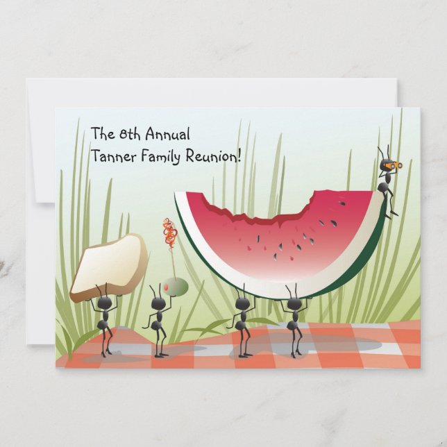 Invitación de la reunión de la comida campestre, (Anverso)