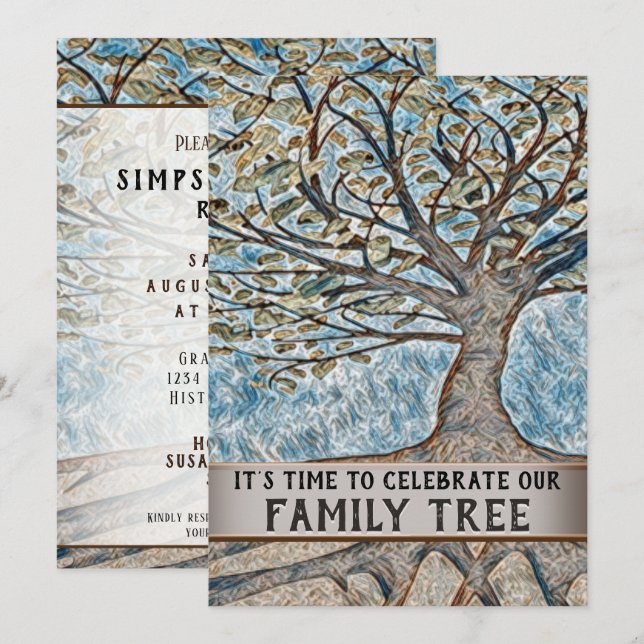 Invitación de la reunión del árbol de familia (Anverso / Reverso)