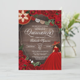 Invitación de la Rosa Roja Occidental Charra Maria