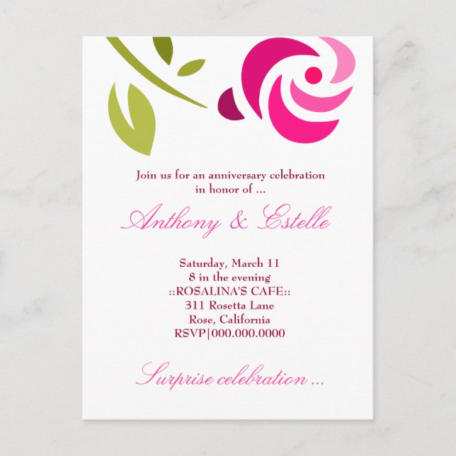 INVITACIÓN DE LA ROSA ROSA ROSA DE ROSA DE ROSA DE (Anverso)
