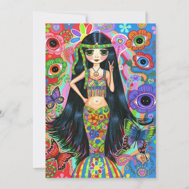 Invitación de la sirena del chica del Hippie (Anverso)