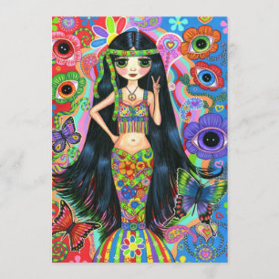 Invitación de la sirena del chica del Hippie