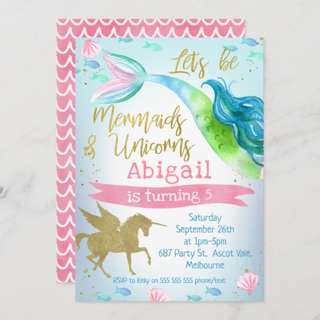 Invitación de la sirena y de la fiesta de (Anverso / Reverso)