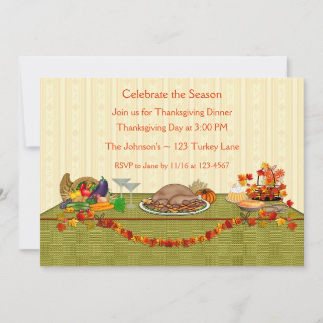 Invitación de la tabla de cena de la acción de (Anverso)