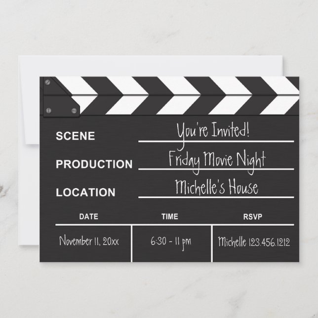 Invitación de la tablilla de la noche de película (Anverso)