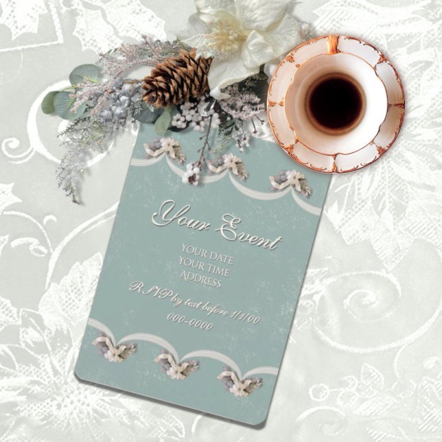 Invitación de la tala floral victoriana en verde (Subido por el creador)