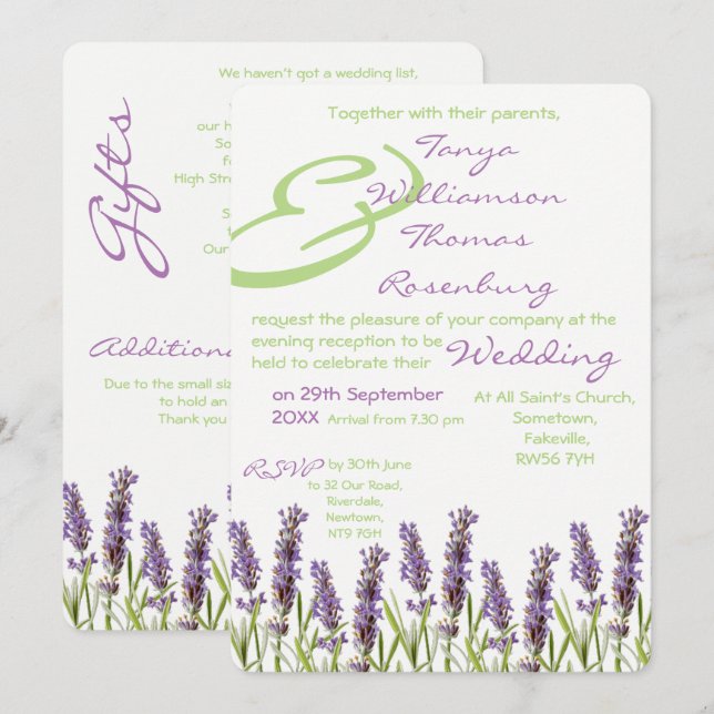 Invitación de la tarde de la lavanda (Anverso / Reverso)