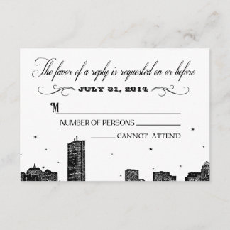 Invitación de la tarjeta RSVP de Skyline de Boston