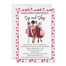 Invitación de la tienda emergente Sip and Shop con