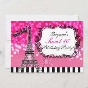 Invitación de la Torre Eiffel de París con destell