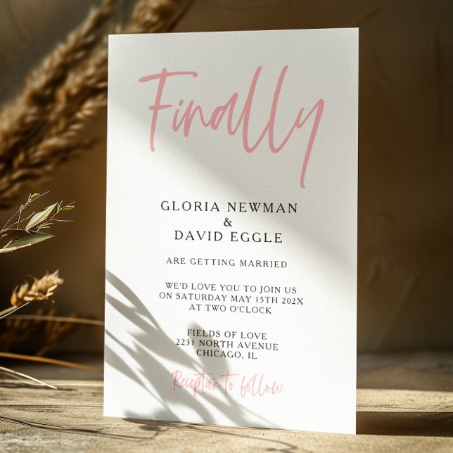 Invitación de la última boda rosa Rubor moderna (Subido por el creador)