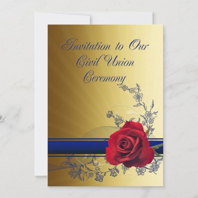 Invitación de la Unión Civil con una rosa roja de  (Anverso)