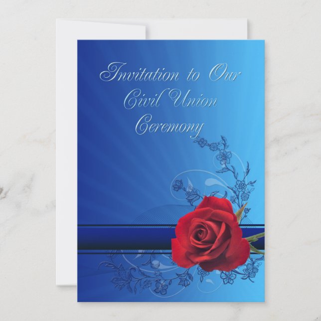 Invitación de la Unión Civil con una rosa roja de  (Anverso)