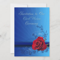 Invitación de la Unión Civil con una rosa roja de 
