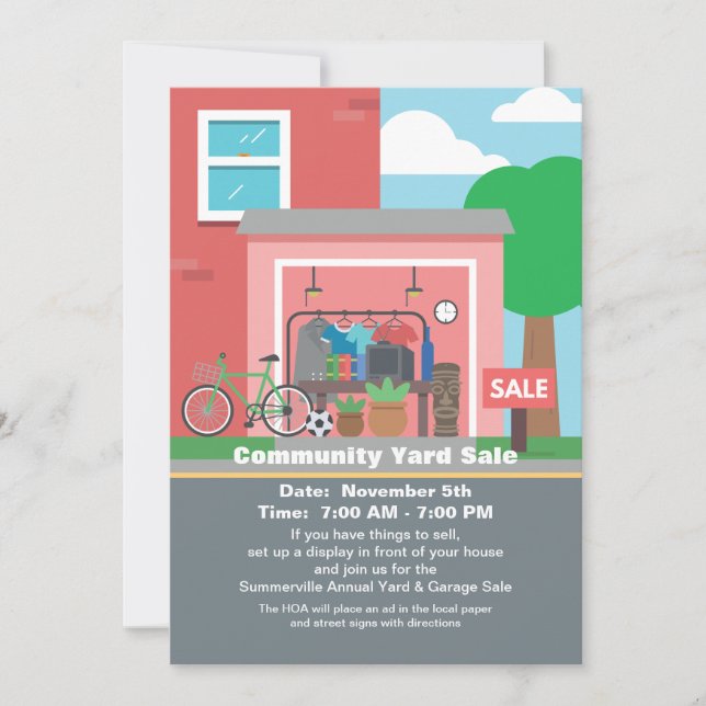 Invitación de la venta de garaje (Anverso)