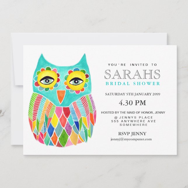 Invitación de la Whimsical Bridal Shower Rainbow O (Anverso)