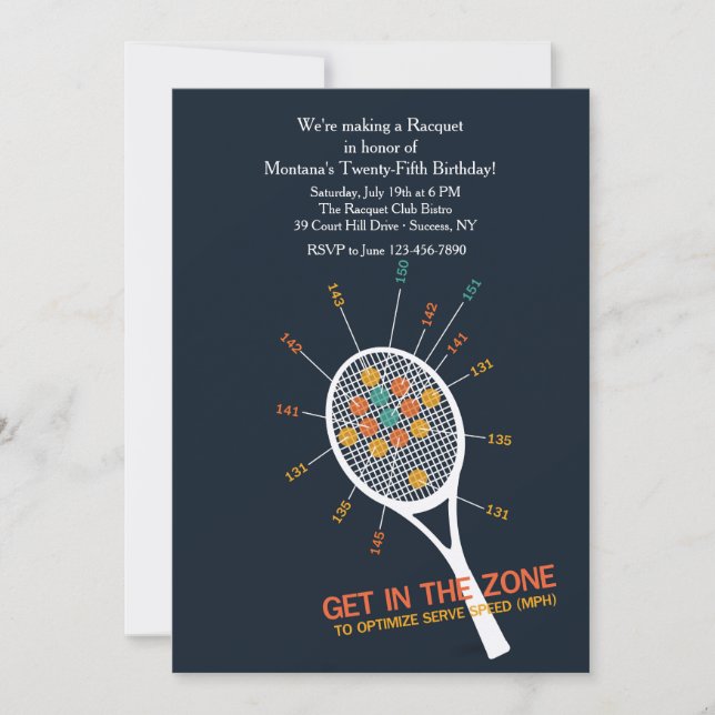 Invitación de la zona del servicio del tenis (Anverso)