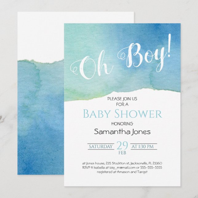 Invitación de Laguna Baby Shower (Anverso / Reverso)