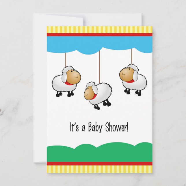 Invitación de Lamb Baby Shower (Reverso)