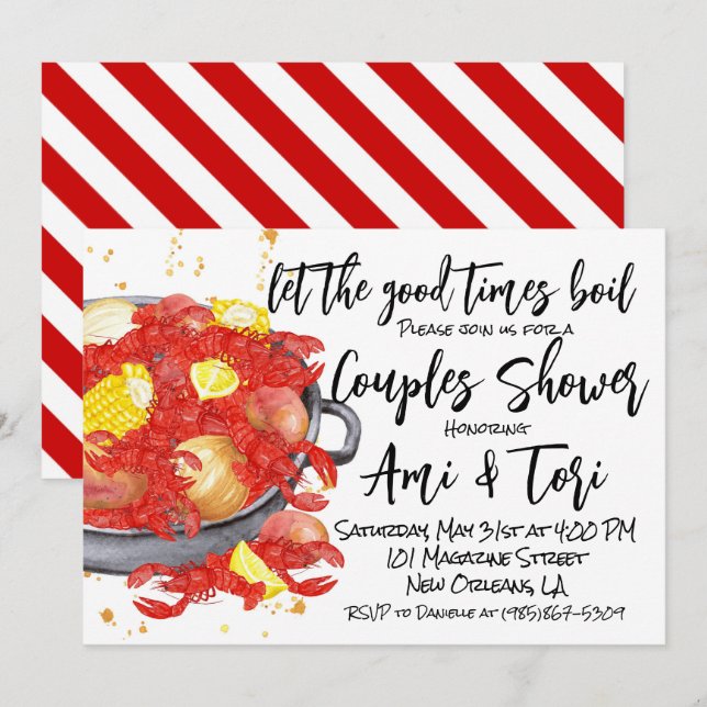 Invitación de Langostinos de Mardi Gras (Anverso / Reverso)