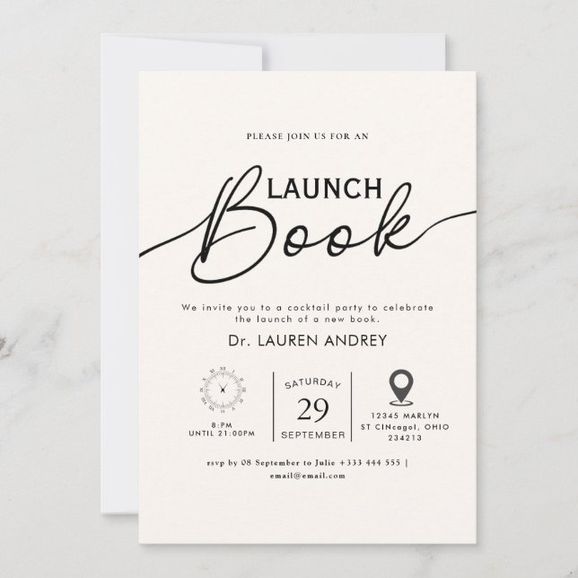 Invitación de lanzamiento de libro (Anverso)