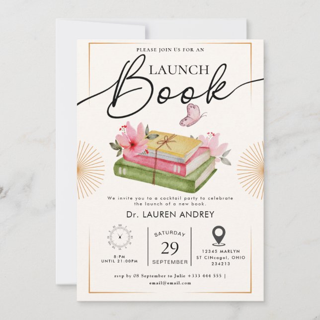 Invitación de lanzamiento de libro (Anverso)