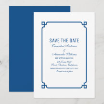 Invitación de lapislázuli azul Deco Chic para guar