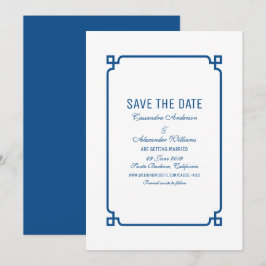 Invitación de lapislázuli azul Deco Chic para guar