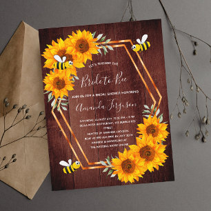 Invitación de las abejas marrones girasoles