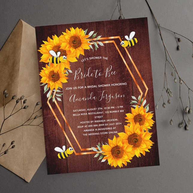 Invitación de las abejas marrones girasoles (Subido por el creador)