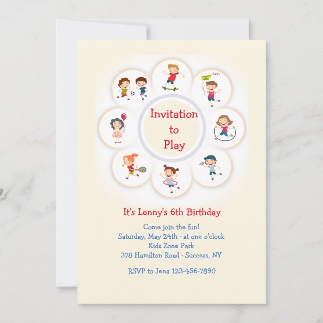 Invitación de las actividades de la diversión (Anverso)