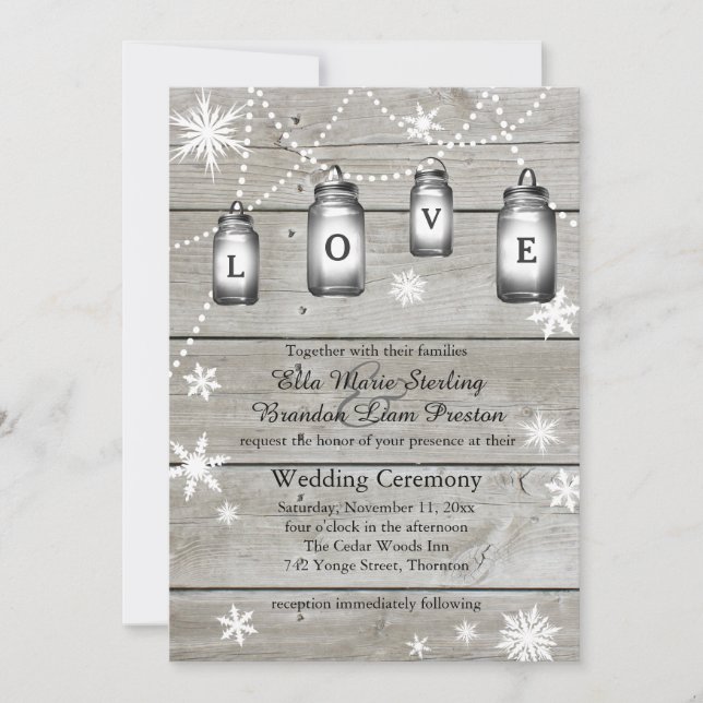 Invitación de las bodas del granero del invierno (Anverso)
