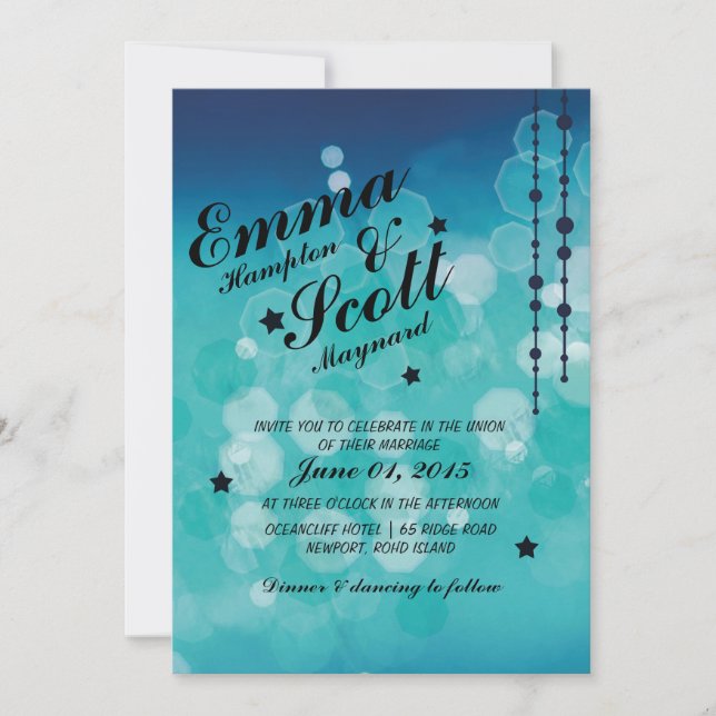 Invitación de las estrellas brillantes azules de l (Anverso)