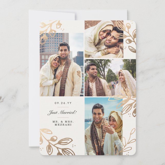 Invitación de las hojas de oro 4 Bodas (Anverso)