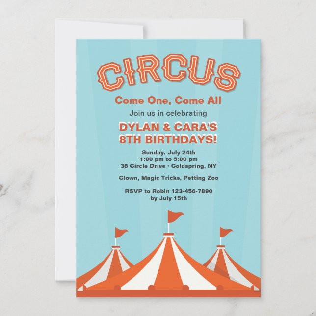 Invitación de las tiendas de circo (Anverso)
