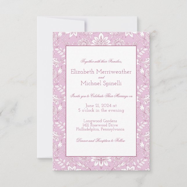 Invitación de lavanda, estilo William Morris (Anverso)
