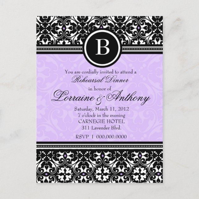 INVITACIÓN DE LAVANDERÍA LUSCIOSA EN DAMASK (Anverso)