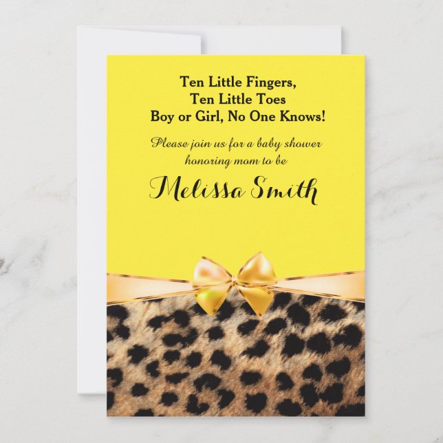 Invitación de lazo amarillo brillante con estampad (Anverso)