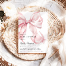 Invitación de lazo coquette para baby shower de la